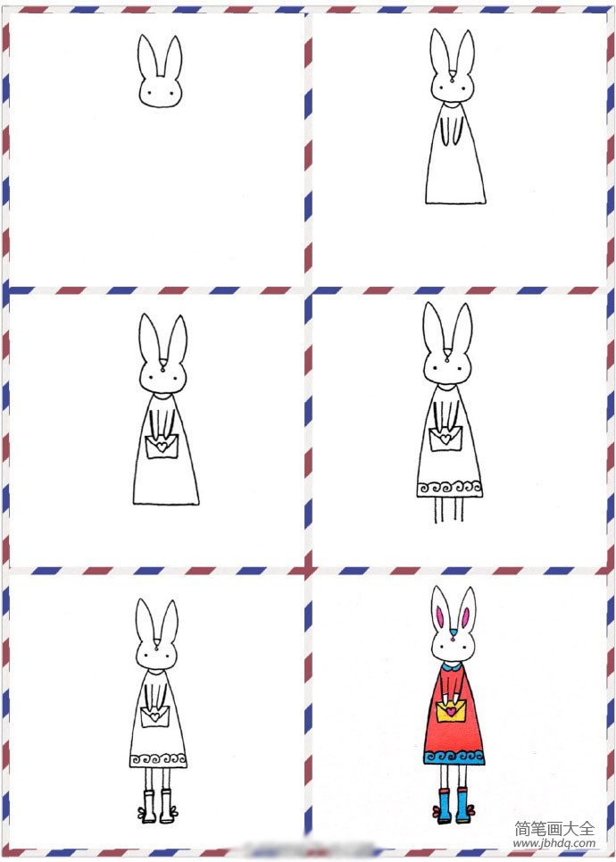 一组关于兔子的简笔画教程