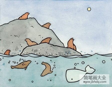 关于海洋世界简单又舒服的儿童画