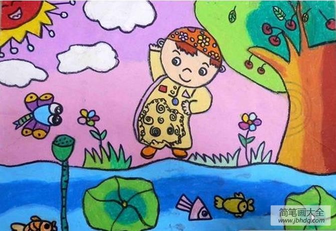 关于春游的水彩儿童画