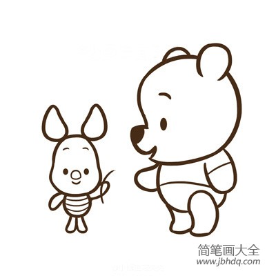 维尼熊和小猪简笔画