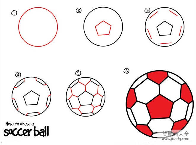 如何画足球 足球的简笔画教程