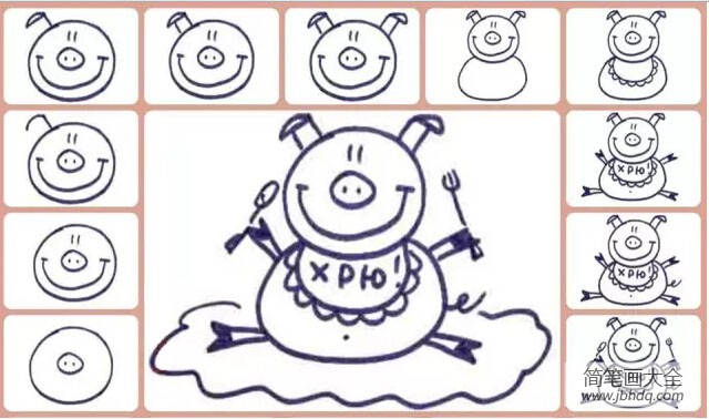 幼儿简笔画教程 小猪的画法