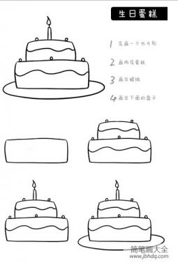 多种生日蛋糕的画法简笔画