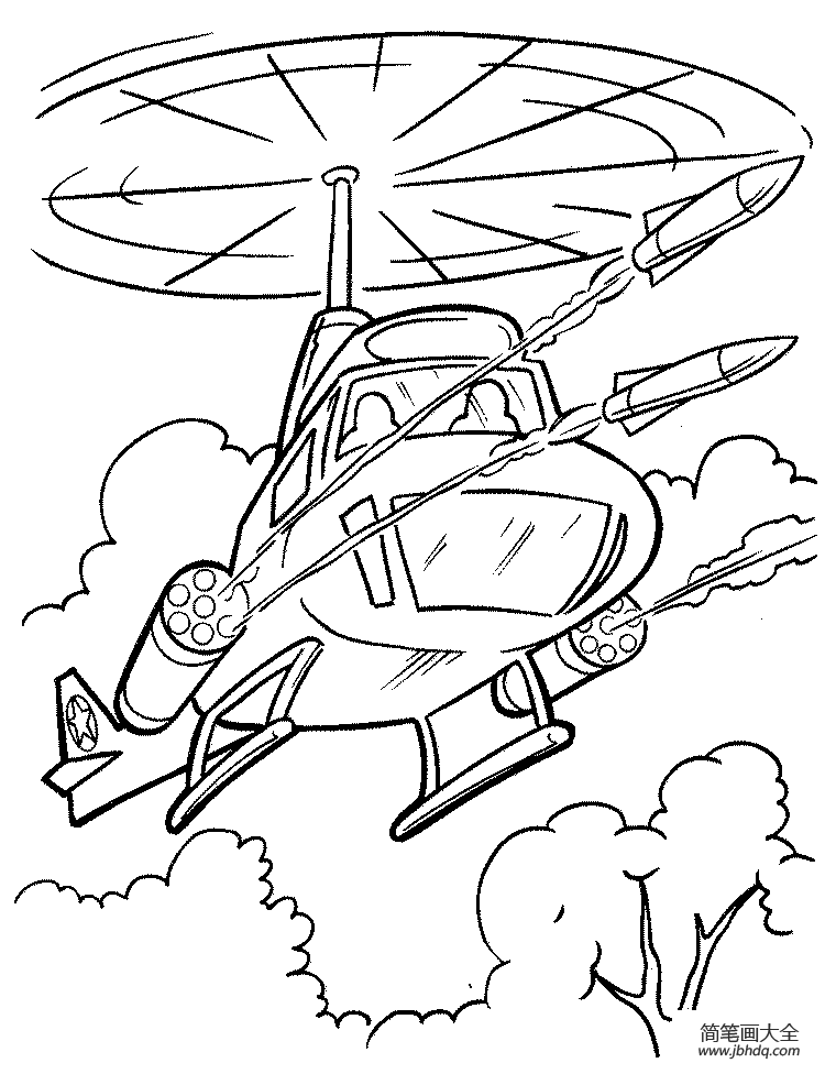 战斗直升机简笔画图片