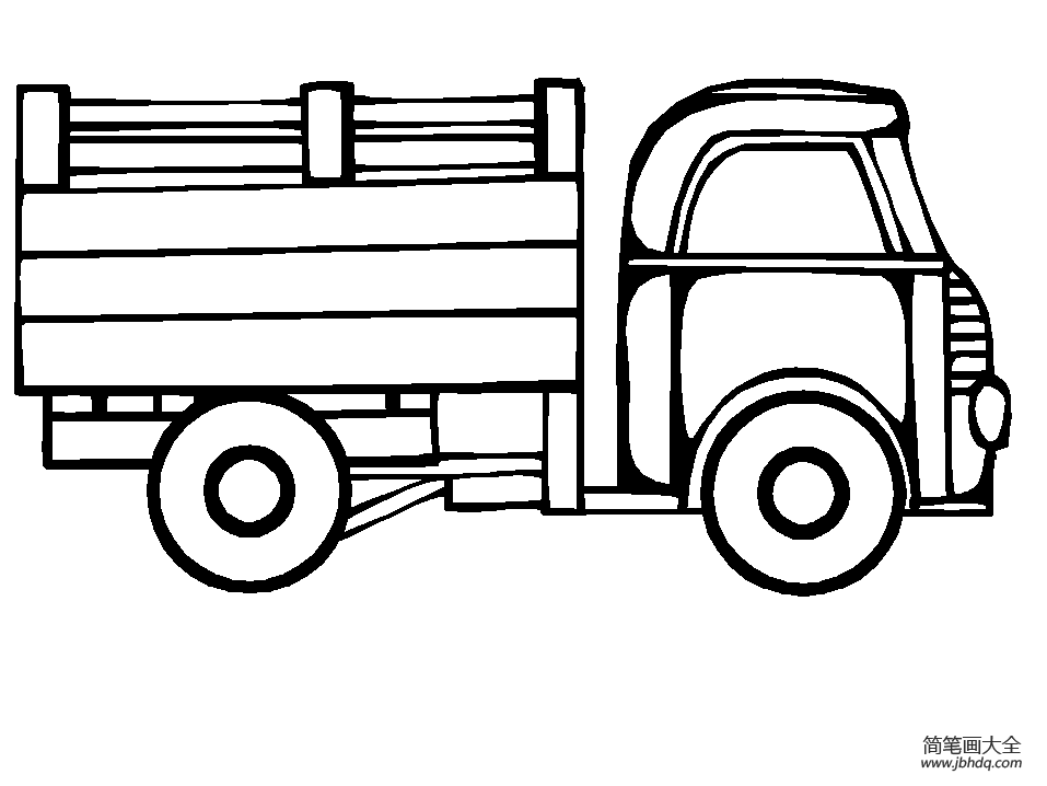 木材运输卡车简笔画