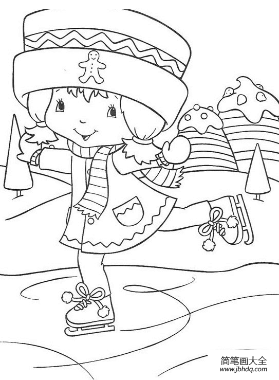 滑雪少女简笔画图片