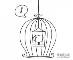 笼子里的小鸟简笔画