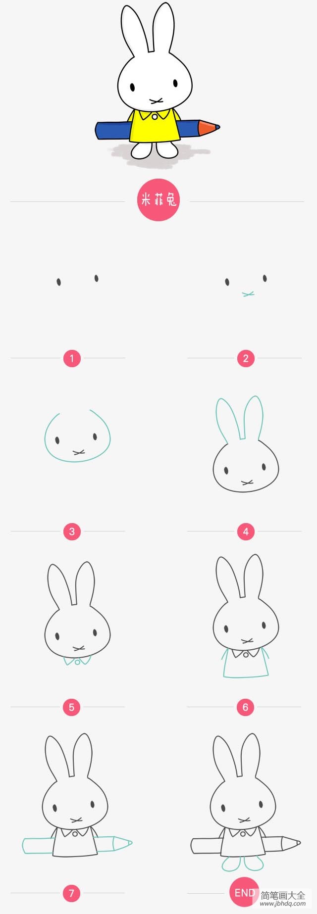 动漫人物米菲兔简笔画教程