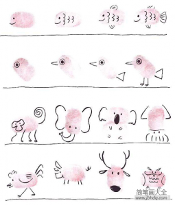 几种简单可爱的小动物手指画分解图