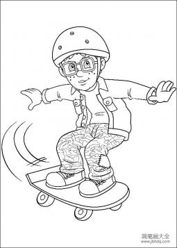 人物简笔画大全 玩滑板的小男孩简笔画