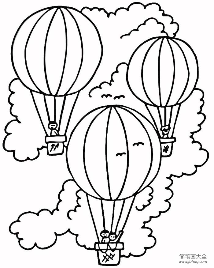 交通工具简笔画大全 热气球简笔画