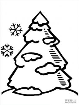 圣诞树简笔画大全 雪地里的圣诞树