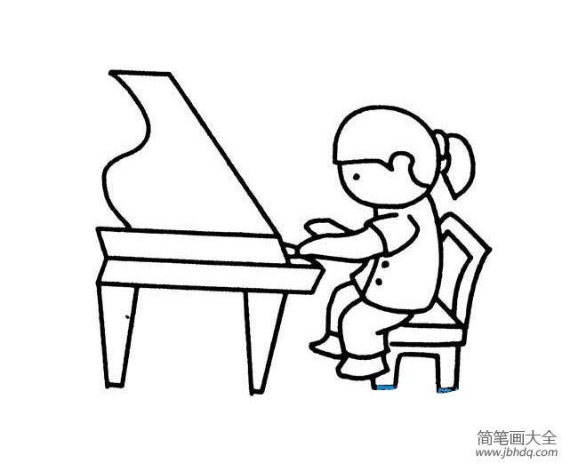 弹钢琴简笔画