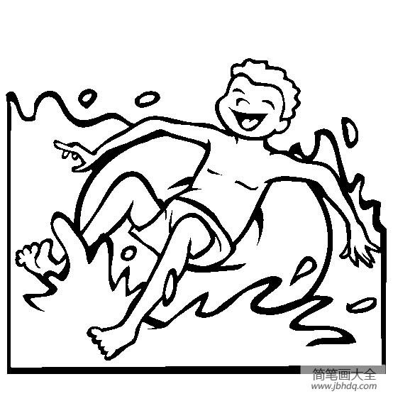 游泳的小男孩简笔画图片
