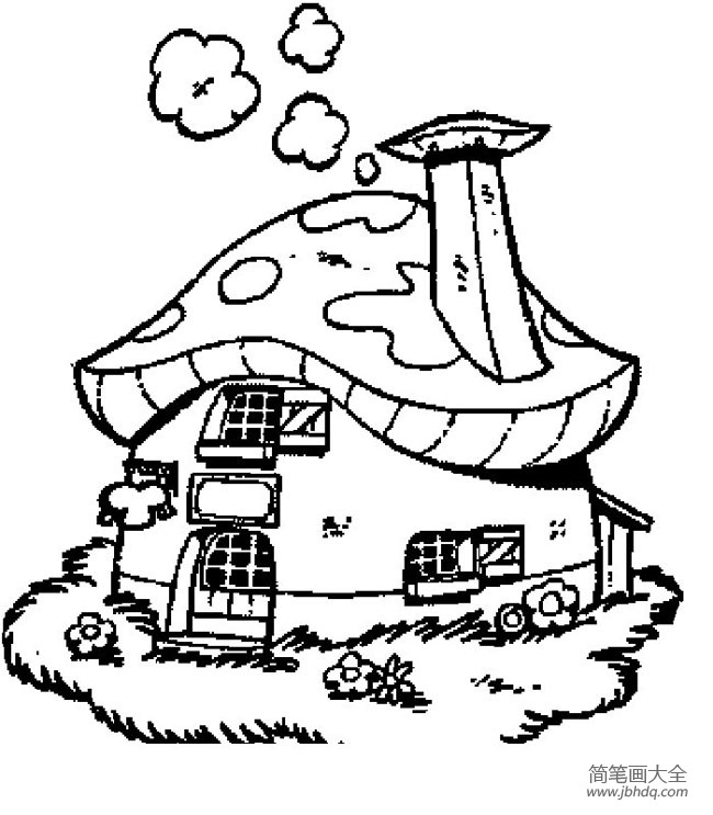 卡通建筑简笔画大全 蘑菇房子简笔画