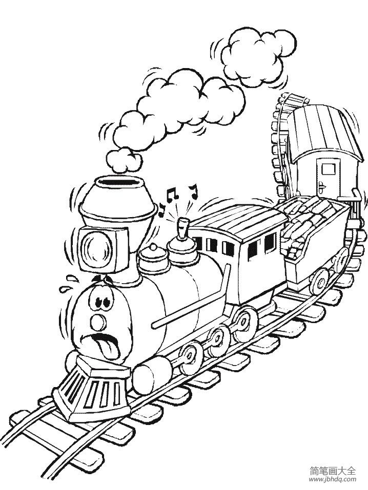 卡通运输火车简笔画图片
