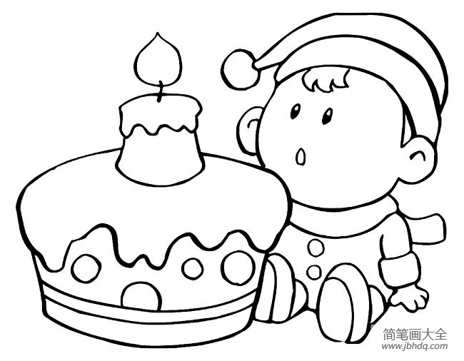 水果生日蛋糕简笔画图片