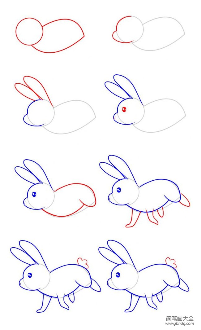 简笔画教程 奔跑的兔子简笔画画法
