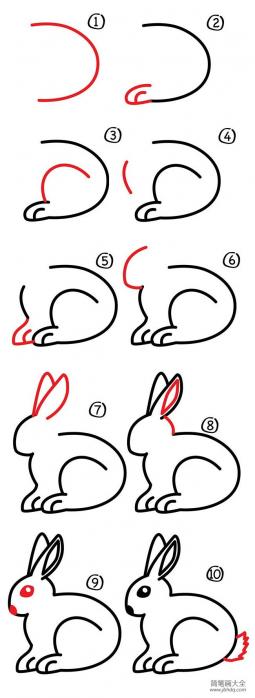 简笔画教程 兔子简笔画步骤图
