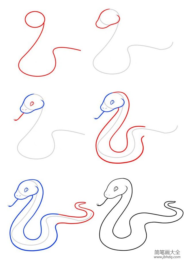 简笔画教程 蛇的简笔画步骤图