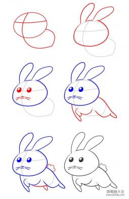 简笔画教程 跳跃的兔子简笔画