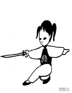 耍剑的小女孩简笔画图片