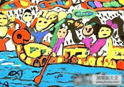 端午节儿童画 戏龙舟