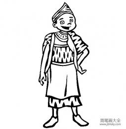 世界民族服饰简笔画 喀麦隆小男孩简笔画图片