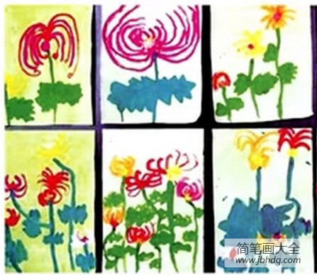 幼儿园中班画画教案设计：《卷卷头发的菊花》