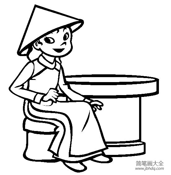 世界民族服饰简笔画 越南小女孩简笔画图片