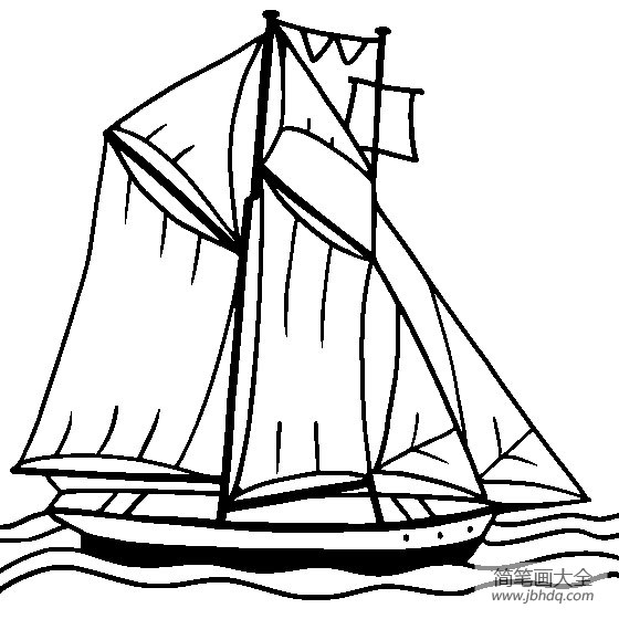 帆船简笔画 双桅帆船简笔画图片