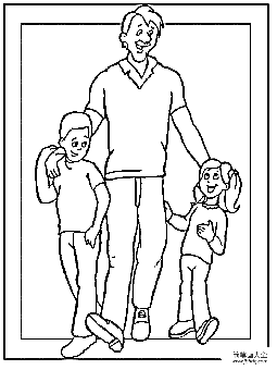 父亲节简笔画素材 爸爸和儿子女儿