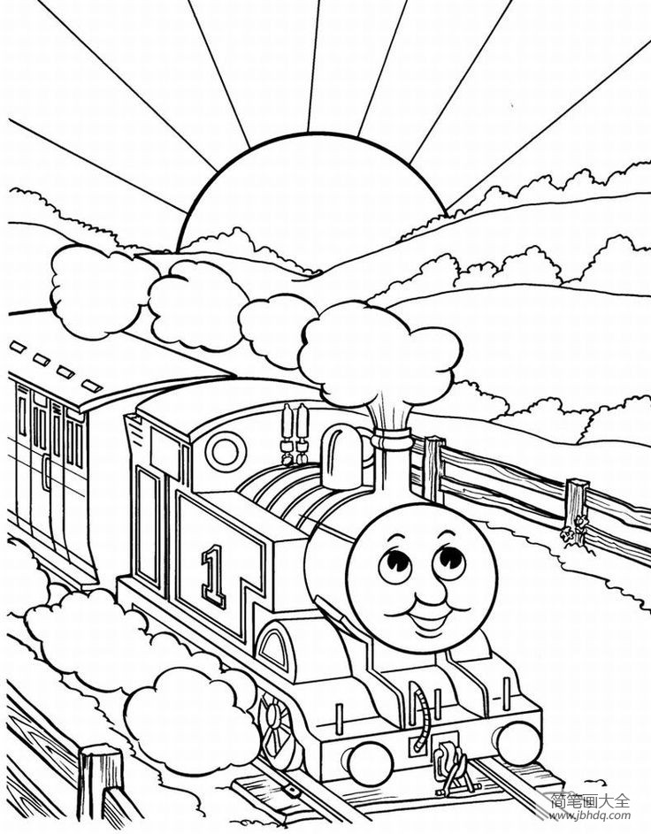 托马斯小火车简笔画图片