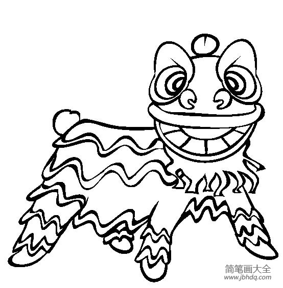 中国狮子简笔画 舞狮简笔画图片