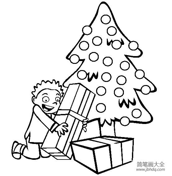 圣诞节图片 圣诞树下的礼物简笔画