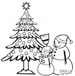 圣诞节简笔画 圣诞节和雪人简笔画图片