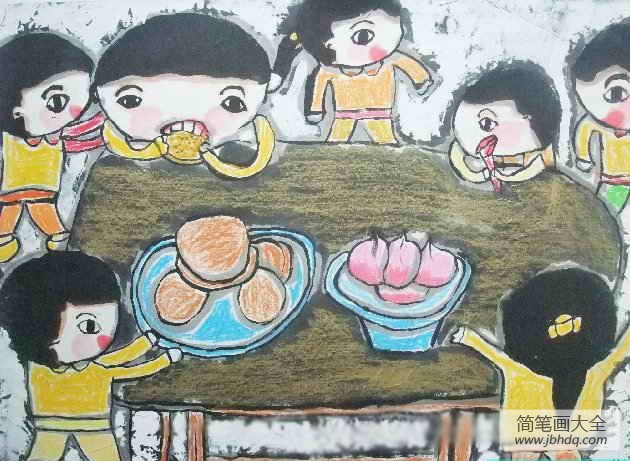 儿童版画 幼儿园的中秋节