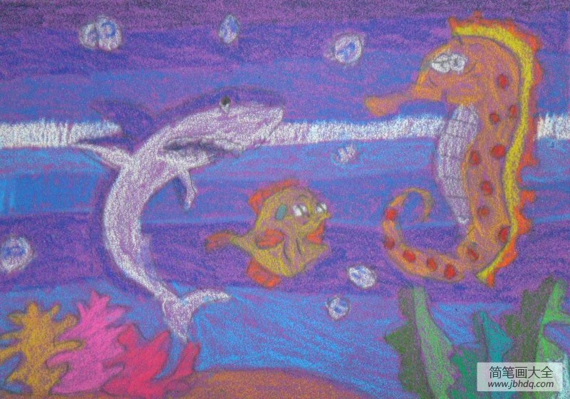儿童版画 海马和它的朋友