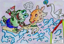 儿童漫画 动物水上运动会