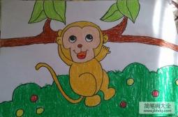 儿童画 调皮的猴子