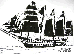 儿童画 航海船