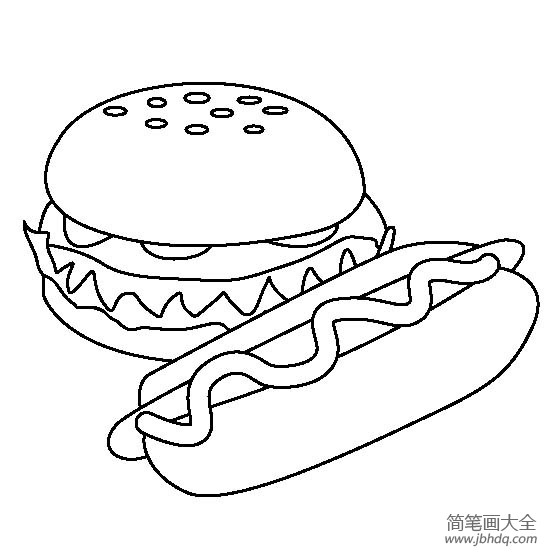 热狗和汉堡包简笔画图片