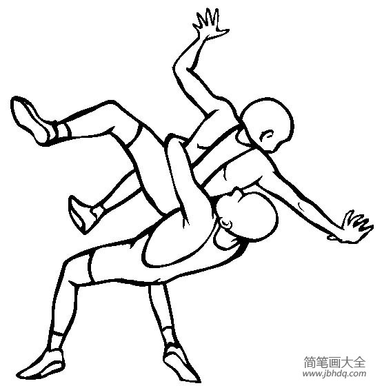 体育运动图片 古典式摔跤简笔画图片