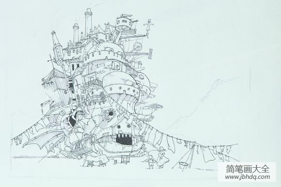 建筑图片 哈尔的移动城堡简笔画