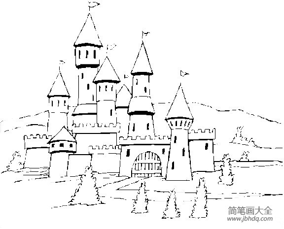 建筑图片 欧式城堡简笔画图片