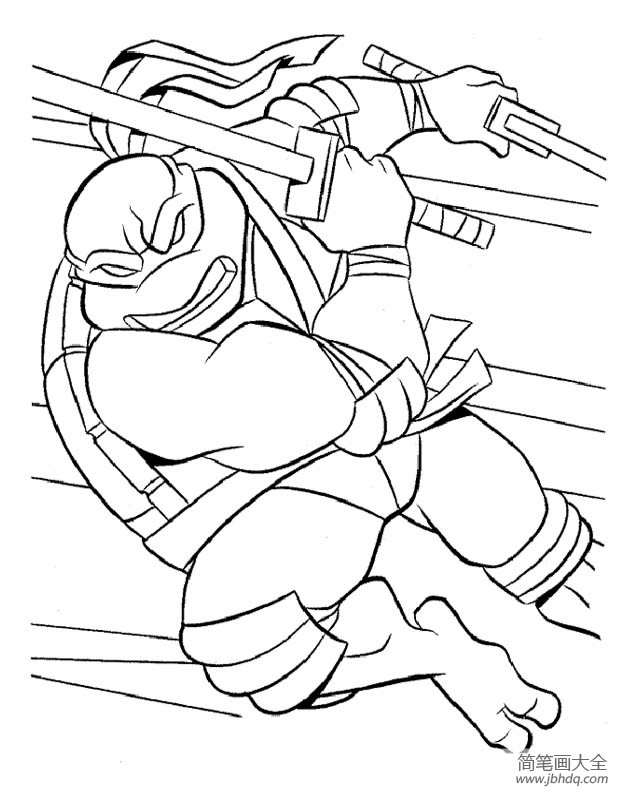 动漫人物简笔画 关于忍者神龟的简笔画图片