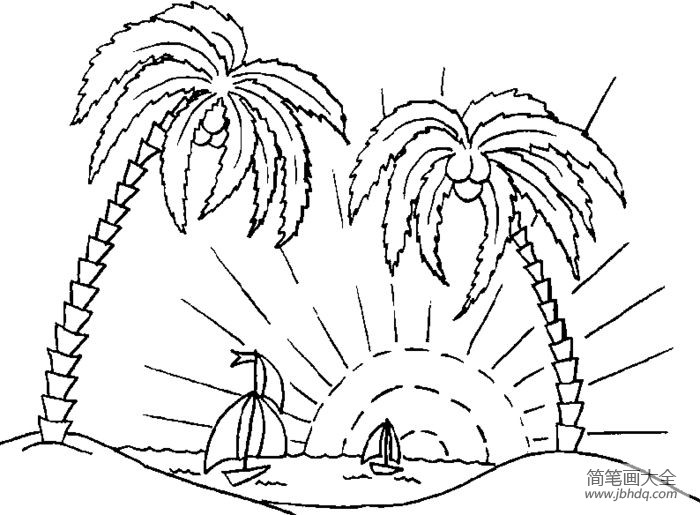 小学生椰子树简笔画设计素材