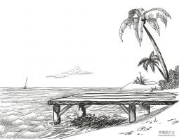小学生简单的椰子树简笔画图片