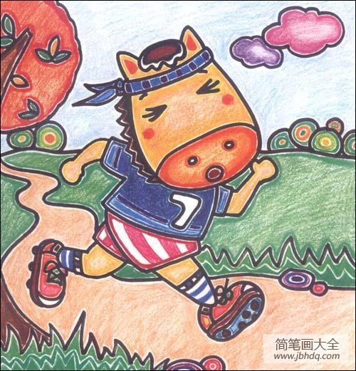 儿童画 奔跑的牛
