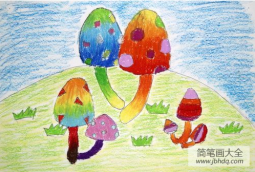 儿童画 蘑菇家族